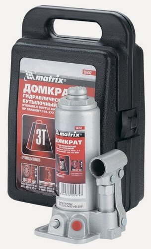 Изображение товара Домкрат 3 т гидравлический бутылочный (кейс) h 194-372 мм MATRIX