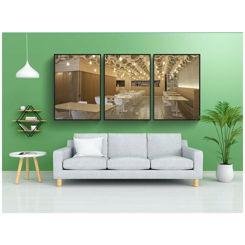 фото Набор модулных постеров для интерьера "дизайн интерьера, кафе, ресторан" 60x90 см. в тубусе, без рамки lotsprints