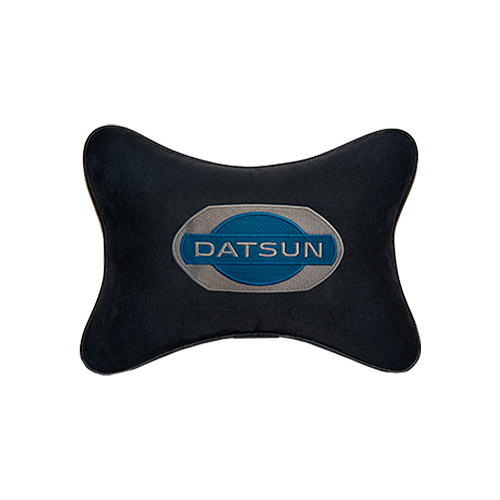 фото Подушка на подголовник алькантара black с логотипом автомобиля datsun vital technologies