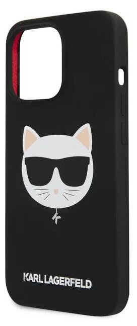 Lagerfeld для iPhone 13 Pro Max чехол Liquid silicone Choupette Hard Black