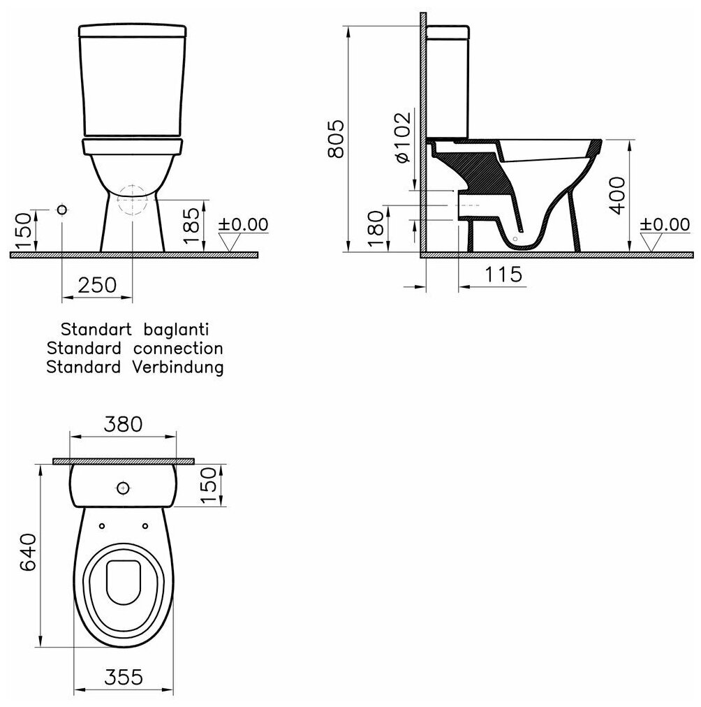 Унитаз напольный Vitra Norm Eisberg Duroplast 9844B099-7202 - фотография № 3