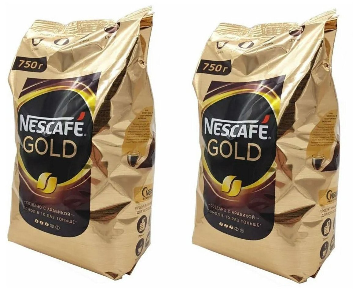 Nescafe Кофе Nescafe Gold растворимый с добавлением молотого (750 г) 2 штуки