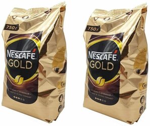 Кофе растворимый Nescafe Gold, пакет, 2 уп. по 750 г