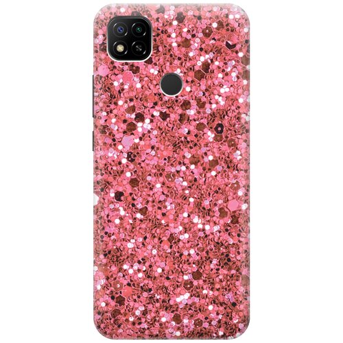 фото Силиконовый чехол на xiaomi redmi 9c / сяоми редми 9с с эффектом блеска "розовые пайетки gosso