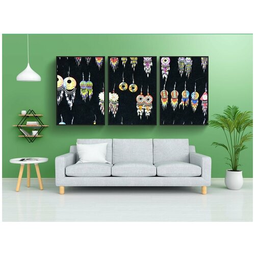 фото Набор модулных постеров для интерьера "серьги, ювелирные изделия, звенеть" 60x90 см. в тубусе, без рамки lotsprints