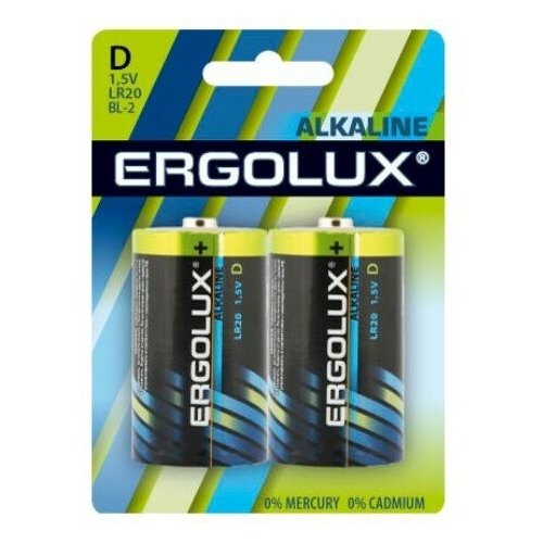 Ergolux Батарейка Alkaline BL-2 (D - LR20) батарейка energy ultra lr20 d в упаковке 2 шт