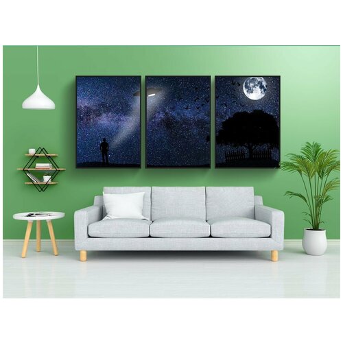 фото Набор модулных постеров для интерьера "луна, астрономия, небо" 60x90 см. в тубусе, без рамки lotsprints