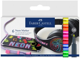 Набор маркеров для декорирования Faber-Castell "Neon", 6цв., пулевидный, 1,5мм