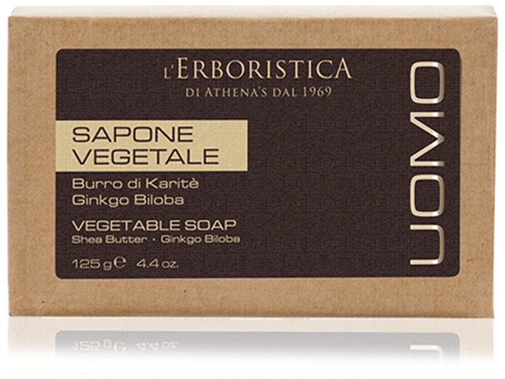 фото Мыло твердое L'Erboristica/Эрбористика растительное с маслом ши и гинкго билоба, UOMO, Италия, 125 г