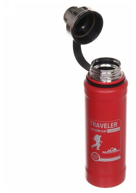 Термос металлический 600мл «Traveler» красный - фотография № 4