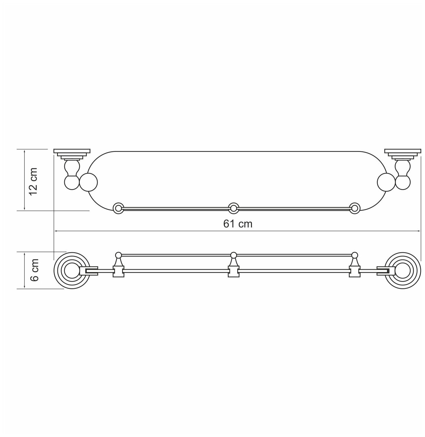 Полка стеклянная с бортиком WasserKraft Ammer K-7044