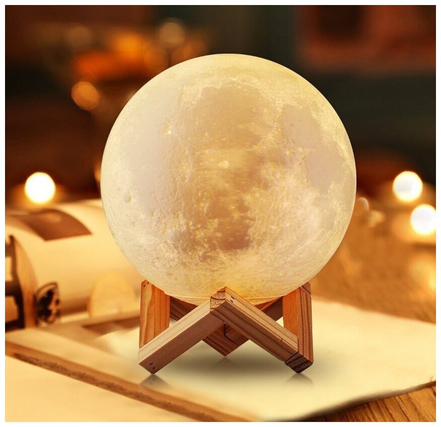 Реалистичный 3 D Светильник Луна Livex Moon Lamp 15 см с пультом д/у, сенсорный, беспроводной, 16 цветов