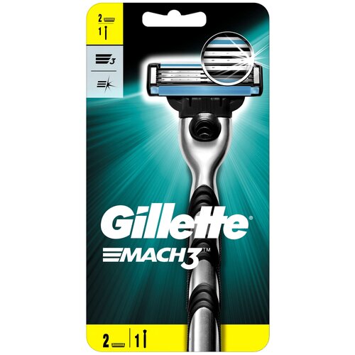 Бритва Gillette (Жиллет) Mach3, 2 сменные кассеты бритва gillette mach3 12 кассет