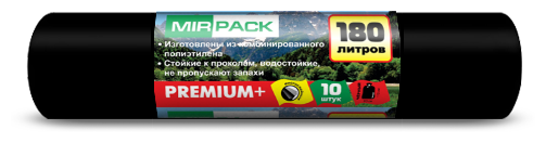 Мешки для мусора MIRPACK Premium+ 180 л, 10 шт, черный