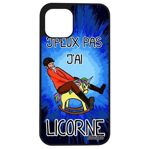 фото Ударопрочный чехол для мобильного // iphone 12 mini // "не могу - у меня единорог!" сказка комикс, utaupia, синий