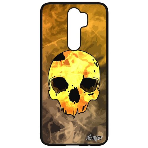 фото Ударопрочный чехол на телефон // xiaomi redmi note 8 pro // "череп" стиль дизайн, utaupia, желтый