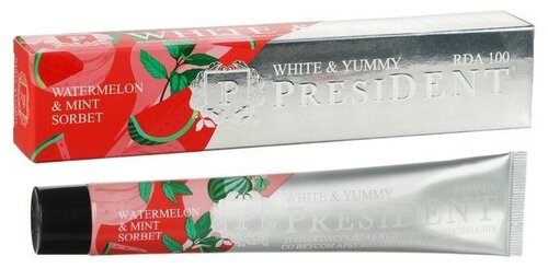 PRESIDENT Зубная паста President White & Yummy арбузно-мятный сорбет, 100 RDA, 75 мл