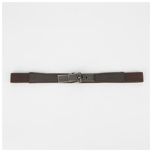 фото Ремень женский, ширина 2,5 см, резинка, пряжка серебро, цвет тёмно-коричневый inhome2.0