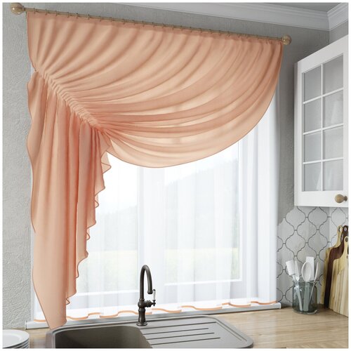 фото Шторы для кухни sola "ромео", персиковый, левая