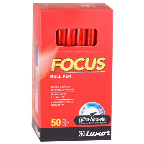 Luxor Набор шариковых ручек Focus Icy 1 мм, 1763, красный цвет чернил, 50 шт. ручка шариковая luxor focus icy черная 1 0мм артикул 233865