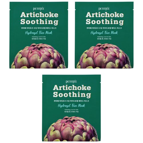 фото Petitfee гидрогелевая маска artichoke soothing с экстрактом артишока, 32 г, 3 уп.