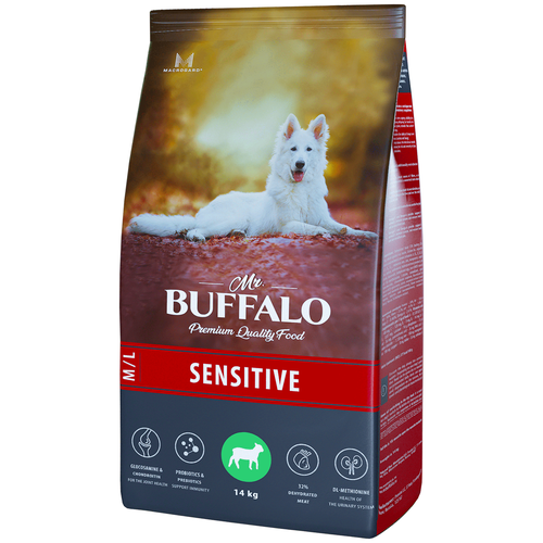 Корм сухой для собак MR.BUFFALO SENSITIVE для собак средних и крупных пород, ягненок, 14кг