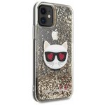 Чехол Lagerfeld для iPhone 11 Liquid glitter Choupette head Hard Gold - изображение