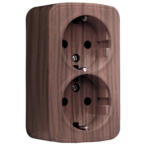 Розетка 2 поста ekf минск 16а с заземлением тёмное дерево 699₽