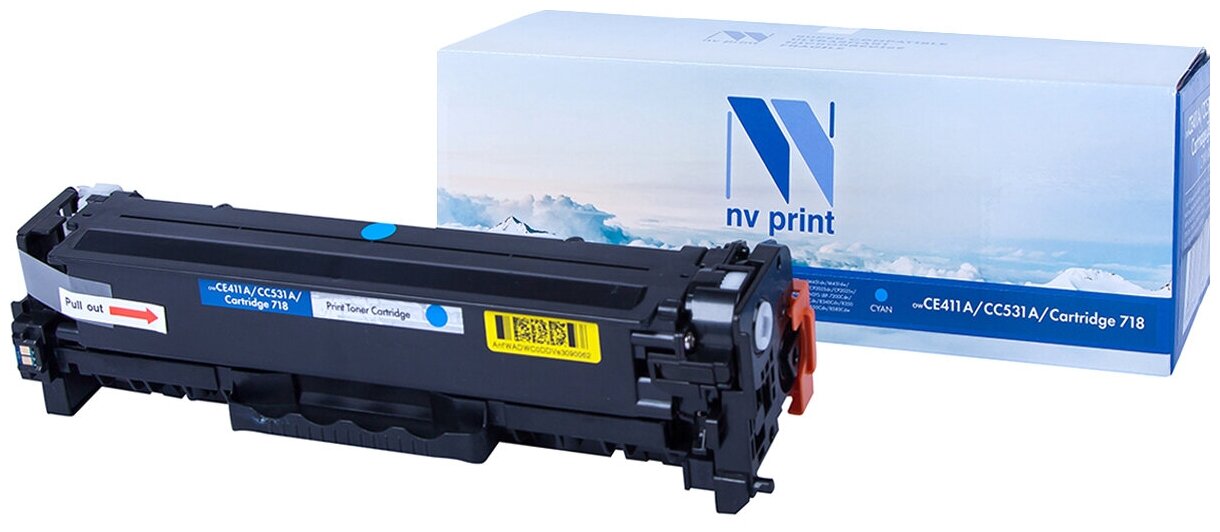 Лазерный картридж NV Print NV-CE411A, CC531A, 718C для HP LaserJet Color M351a, M375nw, M451dn, M451dw (совместимый, голубой, 2800 стр.)