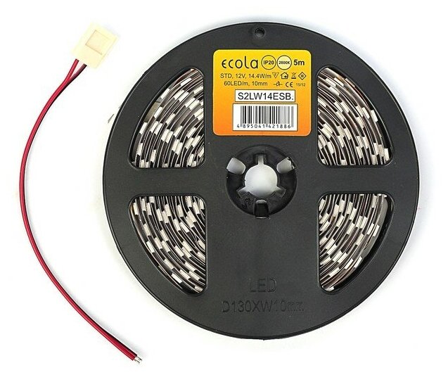 Светодиодная лента Ecola STD, 12В, SMD5050, 5 м, IP20, 14.4Вт/м, 60 LED/м, 2800К - фотография № 3