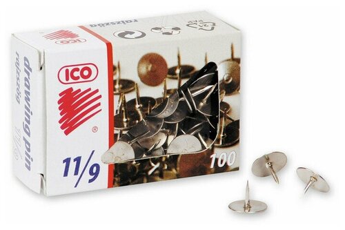 Кнопки ICO, 11 мм, 100 шт (серебристый)