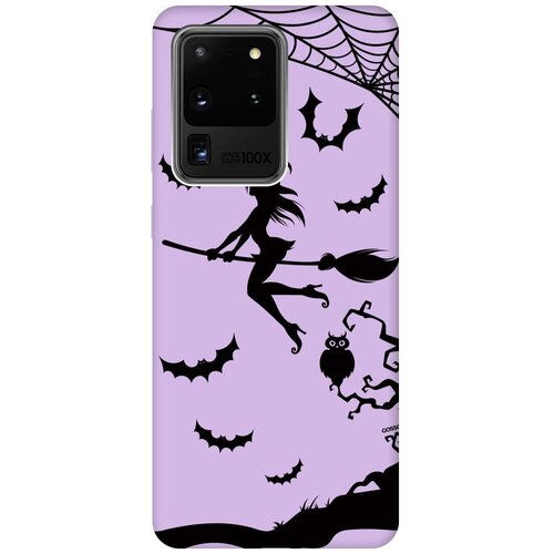 Силиконовая чехол-накладка Silky Touch для Samsung Galaxy S20 Ultra с принтом Witch on a Broomstick сиреневая силиконовая чехол накладка silky touch для samsung galaxy a72 с принтом witch on a broomstick красная