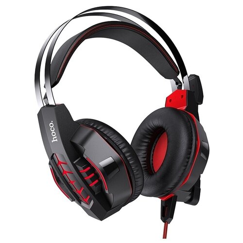 Наушники Hoco W102 Cool Tour Gaming полноразмерные игровые наушники с микрофоном черные с красным