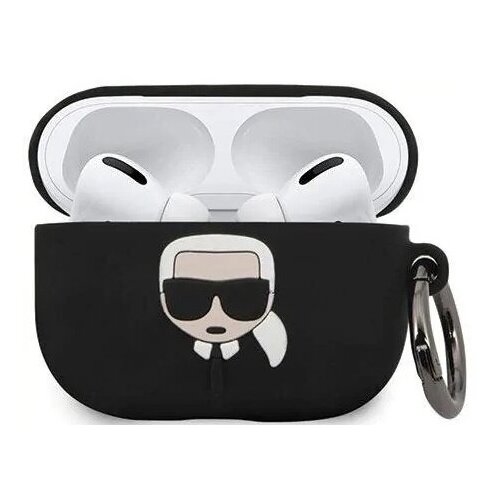 Силиконовый чехол Karl Lagerfeld Karl Silicone Case с кольцом для Airpods Pro, Black (KLACAPSILGLBK)