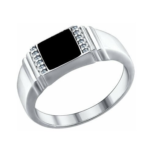 фото Кольцо из серебра с эмалью с фианитами яхонт ювелирный арт. 111409