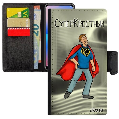 фото Защитный чехол книжка на телефон // iphone 7 // "суперкрестный" супергерой комикс, utaupia, серый