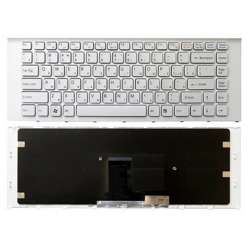 Клавиатура keyboard 148792471 для ноутбука Sony Vaio VPC-EA VPCEA1C5E VPCEA1S1EB VPCEA1S1EG VPCEA1S1EL VPCEA1S1EP VPCEA1S1EW VPCEA1S1RB VPCEA1S1RG VPCEA1S1RL белая c белой рамкой 1622₽