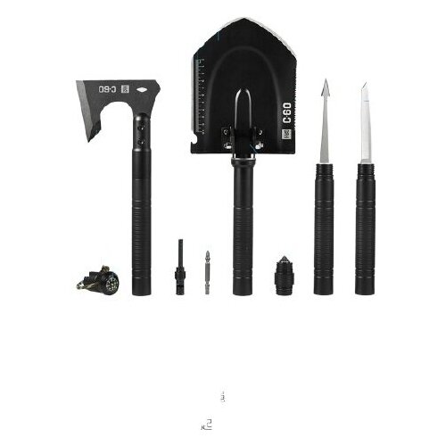 Многофункциональный набор топор и лопата HuoHou, черный - HU0183