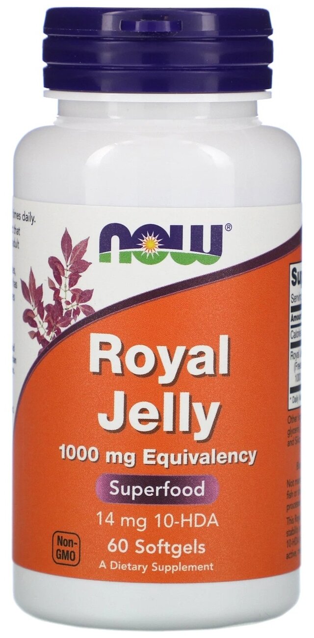 Капсулы NOW Royal Jelly 1000 мг Equivalency, 60 шт.
