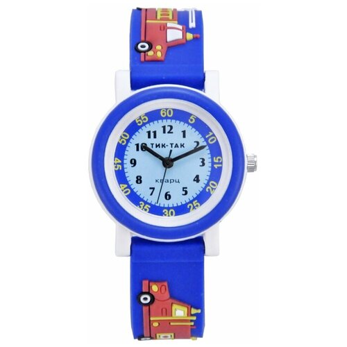 Наручные стрелочные часы (Тик-Так Н104-2 синяя пожарная машинка)