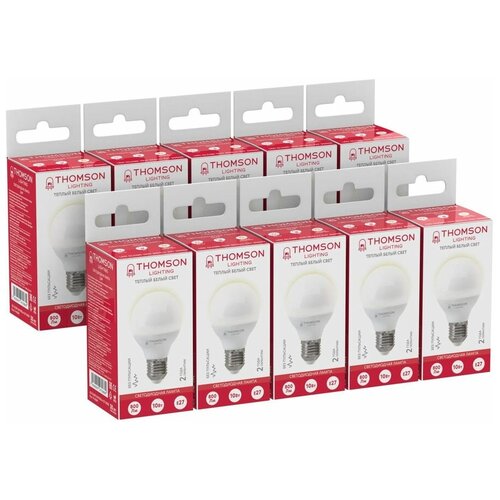 Упаковка ламп LED Thomson E27, шар, 10Вт, 3000К, белый теплый, TH-B2041, 10 шт. [th-b2041-10]