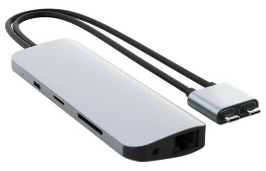 Мульти хаб HyperDrive VIPER 10-in-2 USB-C Hub 2 x HDMI 3 x USB-A Ethernet MicroSD SD USB-C PD 35mm Audio Jack серебристый HD392-SILVER