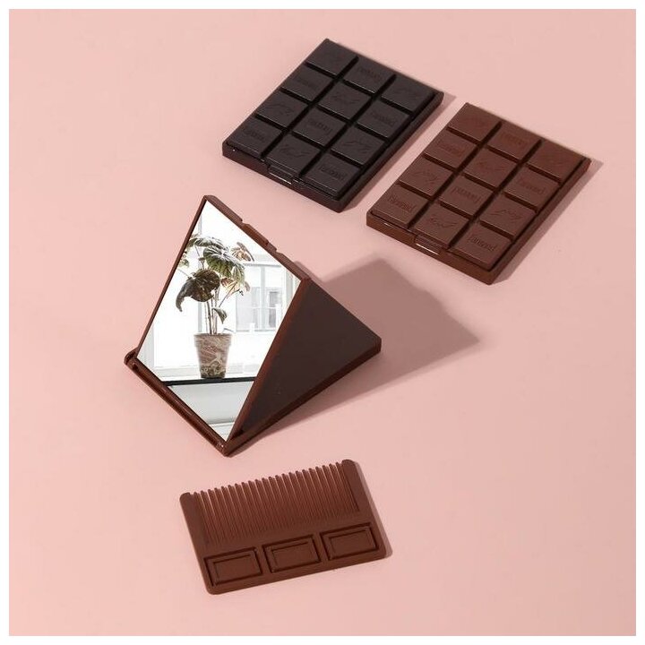 Зеркало складное «Шоколадное чудо» с расчёской 85 × 6 см цвет микс