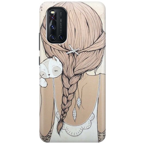фото Re:pa чехол - накладка artcolor для vivo v19 с принтом "девочка в обнимку с котом"
