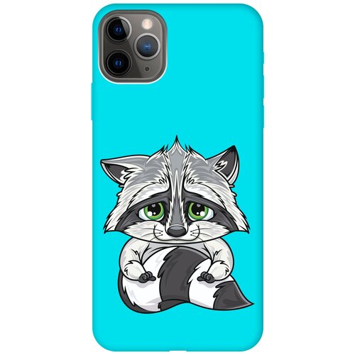 Силиконовый чехол на Apple iPhone 11 Pro Max / Эпл Айфон 11 Про Макс с рисунком Sad Raccoon Soft Touch бирюзовый силиконовый чехол на apple iphone 11 эпл айфон 11 с рисунком sad cat soft touch бирюзовый