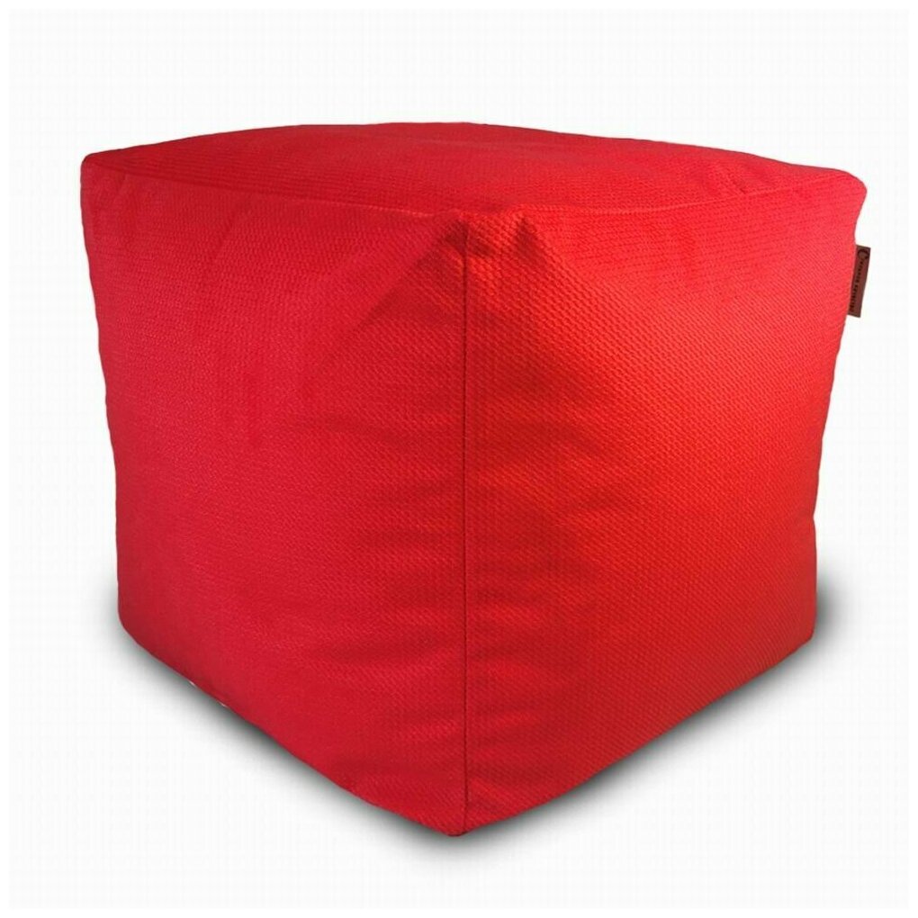 MyPuff пуфик мешок Кубик, мебельный велюр, красный - фотография № 1