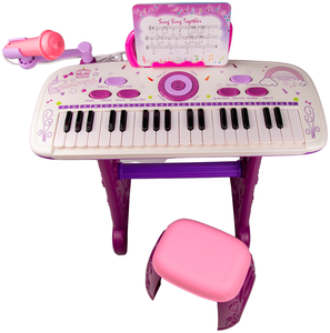 Синтезатор Пианино детское музыкальное со стульчиком и микрофоном, работает от сети или от батареек, USB и MP3 кабели в комплекте, 8809/201134550