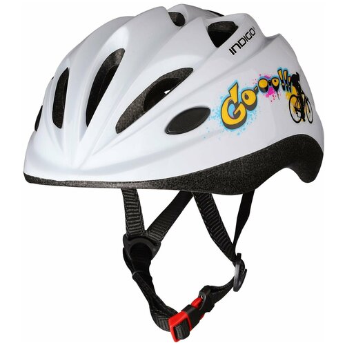 фото Шлем велосипедный детский indigo go 10 вентиляционных отверстий in072 белый 48-56см