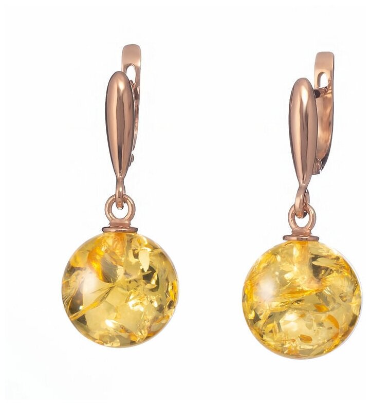 Серьги Amberprofi, серебро, 925 проба, янтарь