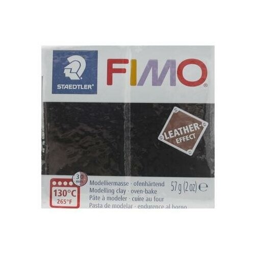 Полимерная глина запекаемая FIMO leather-effect (с эффектом кожи), 57 г, чёрный FIMO 4523367 . полимерная глина fimo effect 8020 302 синий с блестками glitter blue 56 г